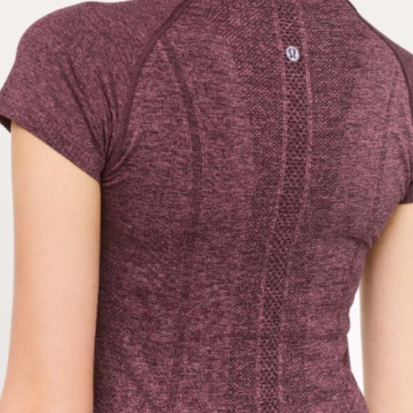 Lululemon Swiftly Tech Short Sleeve Crew Dark Adobe / Misty Merlot Size 8 - Picture 2 of 9